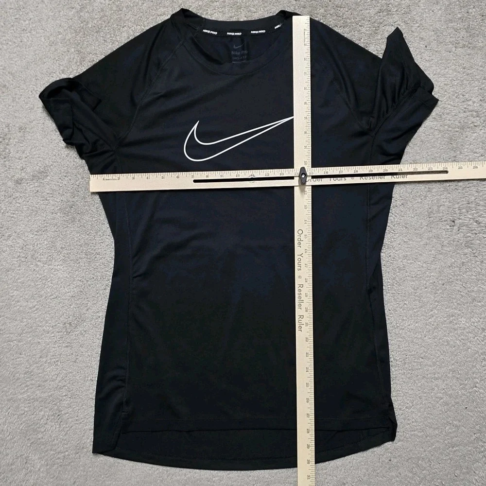 Nike Pro Mens L Short Sleeve Compression Shirt Slim Black Center Swoosh Dri Fit